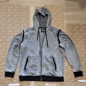 RUDE Gray and Black Zip-Up Hoodie